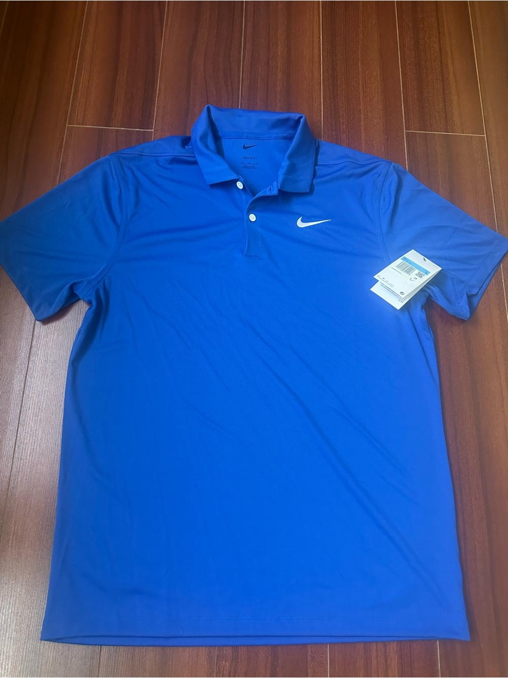 Nike Men's Bright Blue Performance Polo with White Swoosh